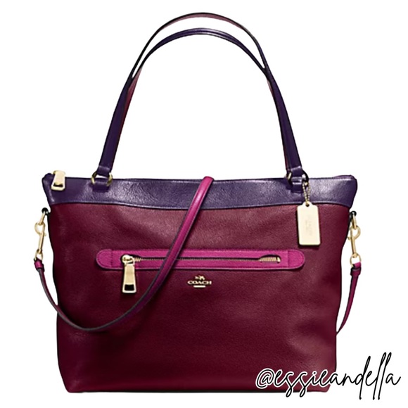 Coach Red and Black Shoulder Bag with Gold Accents - Picture 1 of 16